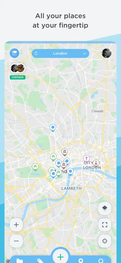 PlaceMapper mobile map with POI pins