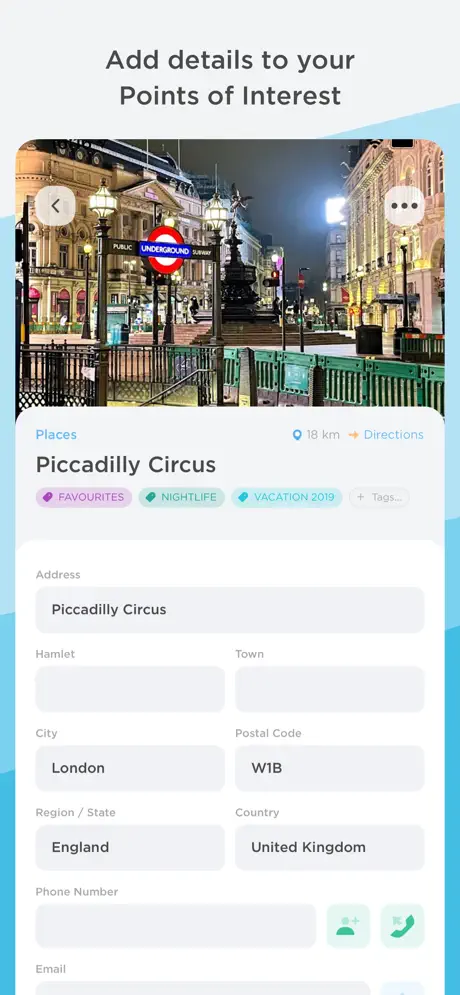 PlaceMapper POI detail screen