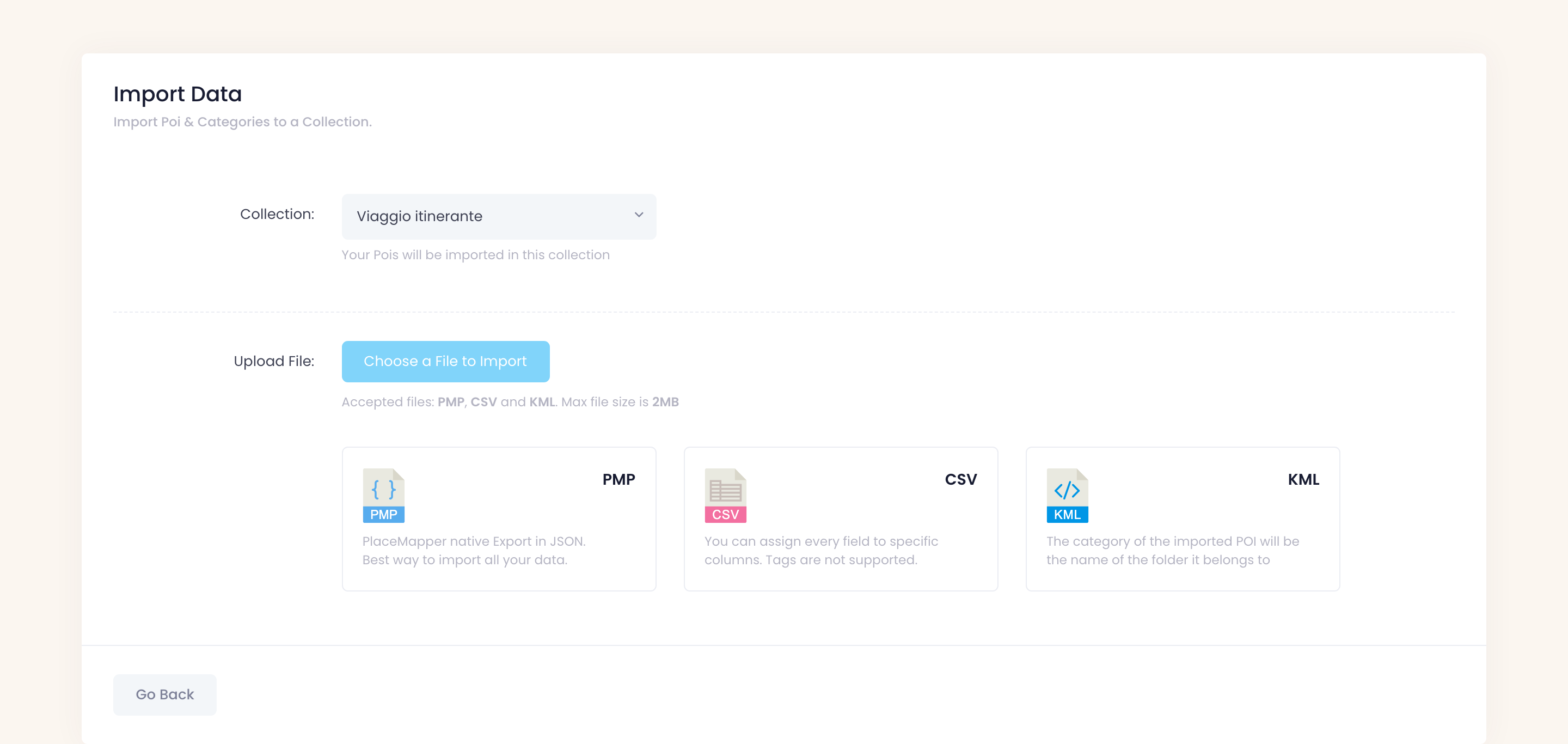 PlaceMapper import and export tools for PMP, CSV and KML